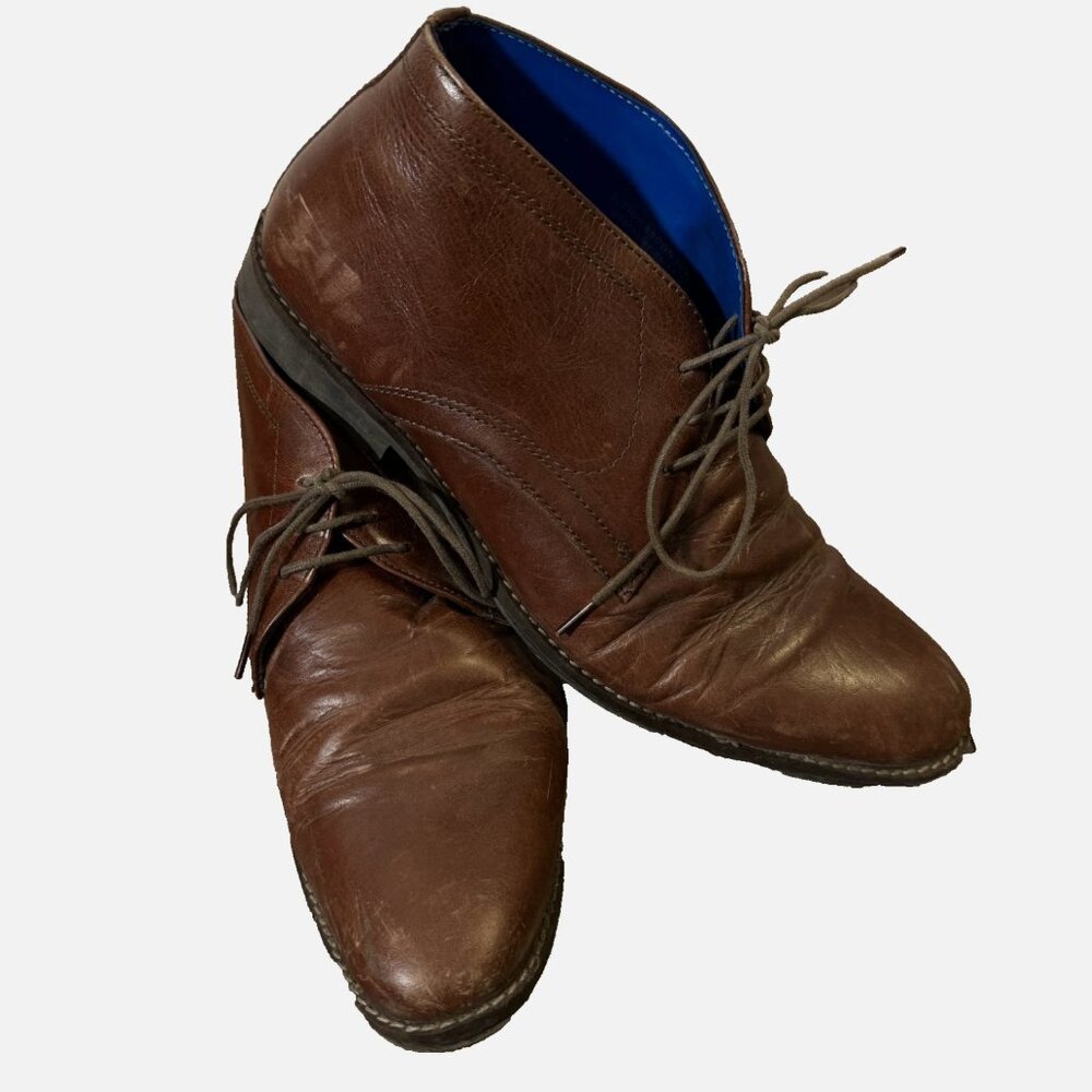 Red Tape Leather Mens Lace Chukka Chelsea Boots Brown Blue Lace 10